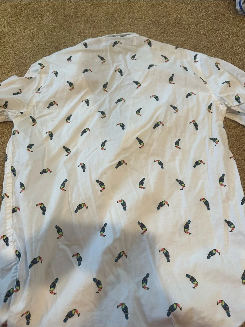 Old Navy White Short-Sleeve Toucan Print Shirt